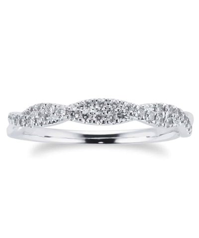 Nhẫn vĩnh cửu kim cương xoắn vàng trắng 18ct 0,20ct