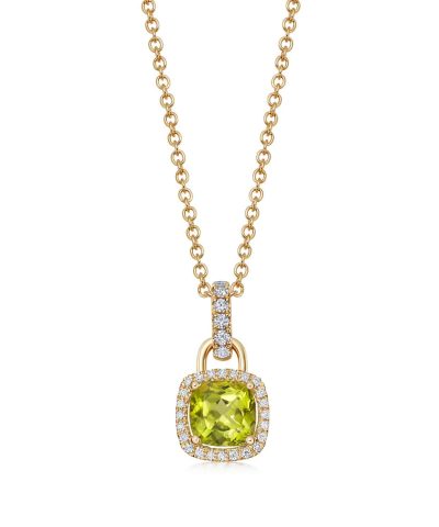 Peridot mini đệm vàng hồng 18ct & Mặt dây chuyền hào quang kim cương 0,20ct