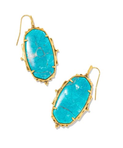 Bông tai thả vàng cổ điển Baroque Ella bằng Magnesite màu xanh mòng két đa dạng