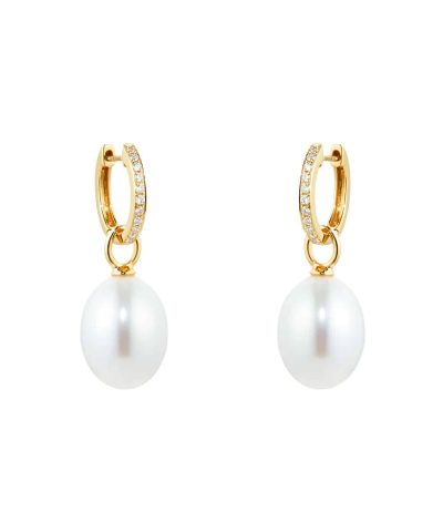 Kiki Classics Vàng hồng 18ct, Giọt ngọc trai với vòng kim cương 0,13cttw