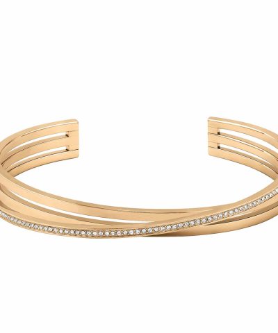 Vòng tay Saya dùng thép không gỉ & đá khối Zirconia màu vàng hồng