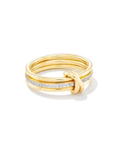 Nhẫn Tia Vàng Vermeil 18k đính đá Sapphire trắng