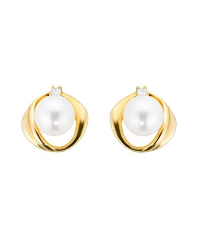 Bông tai ngọc trai chất lỏng vàng vàng 9ct 0,04ct
