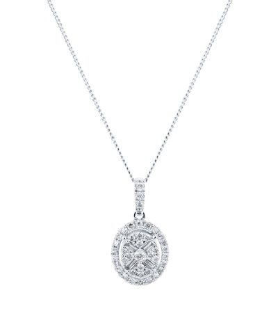 Mặt dây chuyền hình bầu dục bằng kim cương vàng trắng 9ct 0,25ct
